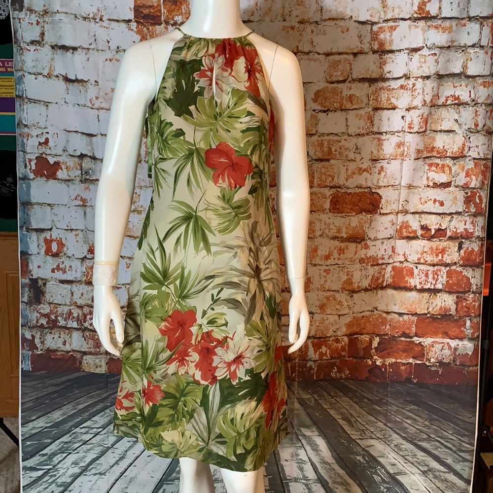Talbots Pure Silk Tropical Print Dress